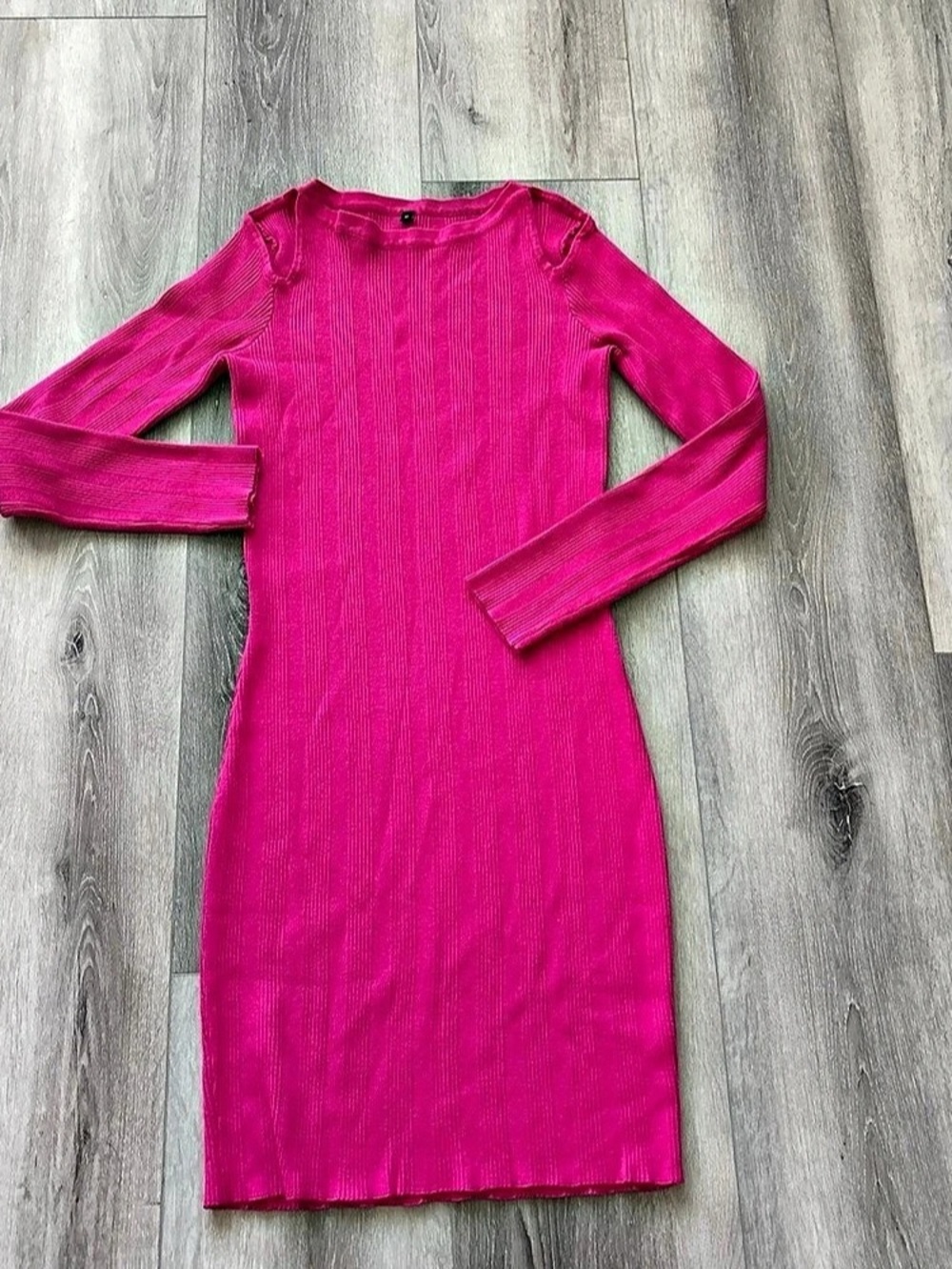 women's Hot Pink Long Sleeve Bodycon Party Night sweater knit Dress size-S